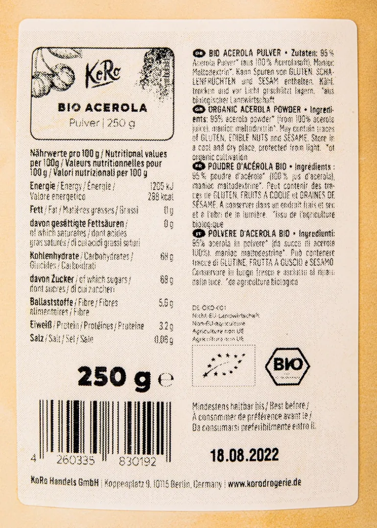 Bio Acerola Pulver 250 g