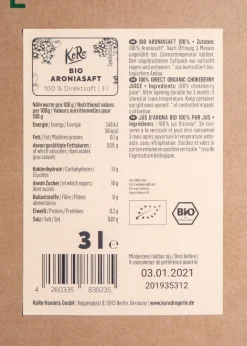 Bio Aronia Saft Bag-in-Box 3 L