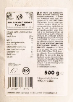 Bio Ashwagandha Pulver 500 g