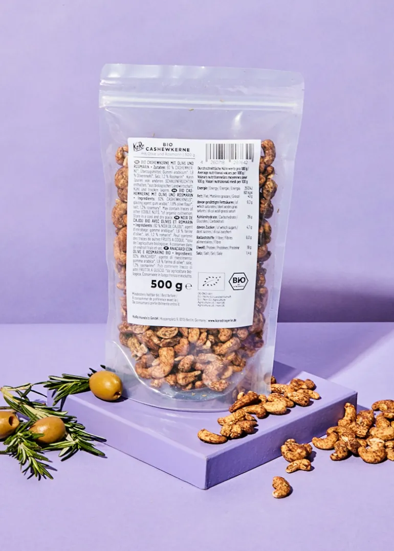 Bio Cashewkerne mit Olive und Rosmarin 500 g