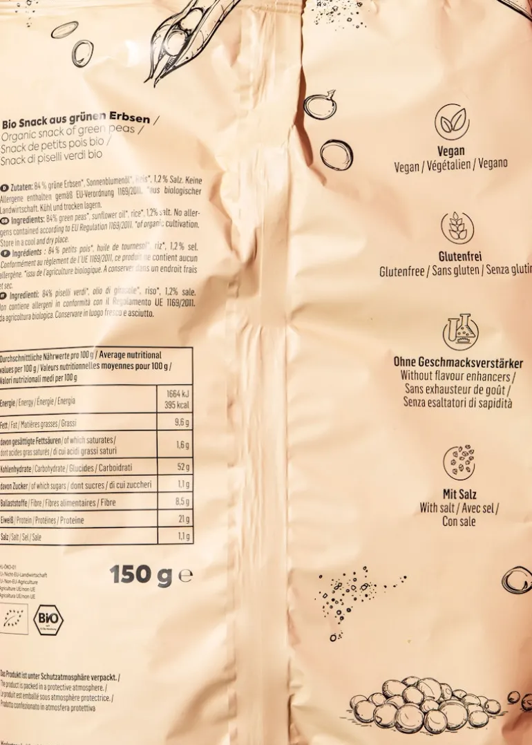 Bio Erbsenflips mit Meersalz 150 g