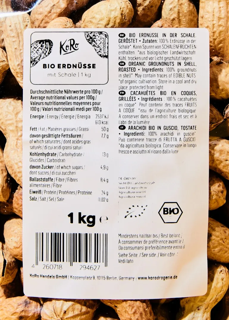 Bio Erdnüsse mit Schale 1 kg