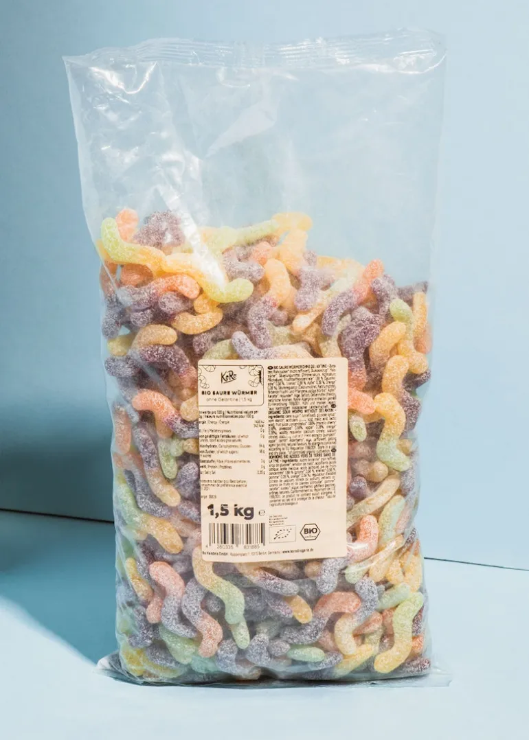 Bio Saure Würmer ohne Gelatine 1,5 kg