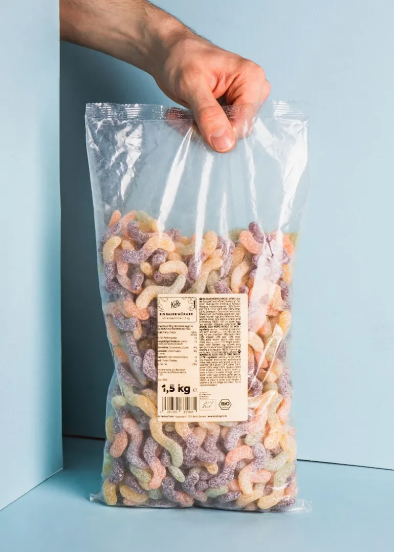 Bio Saure Würmer ohne Gelatine 1,5 kg