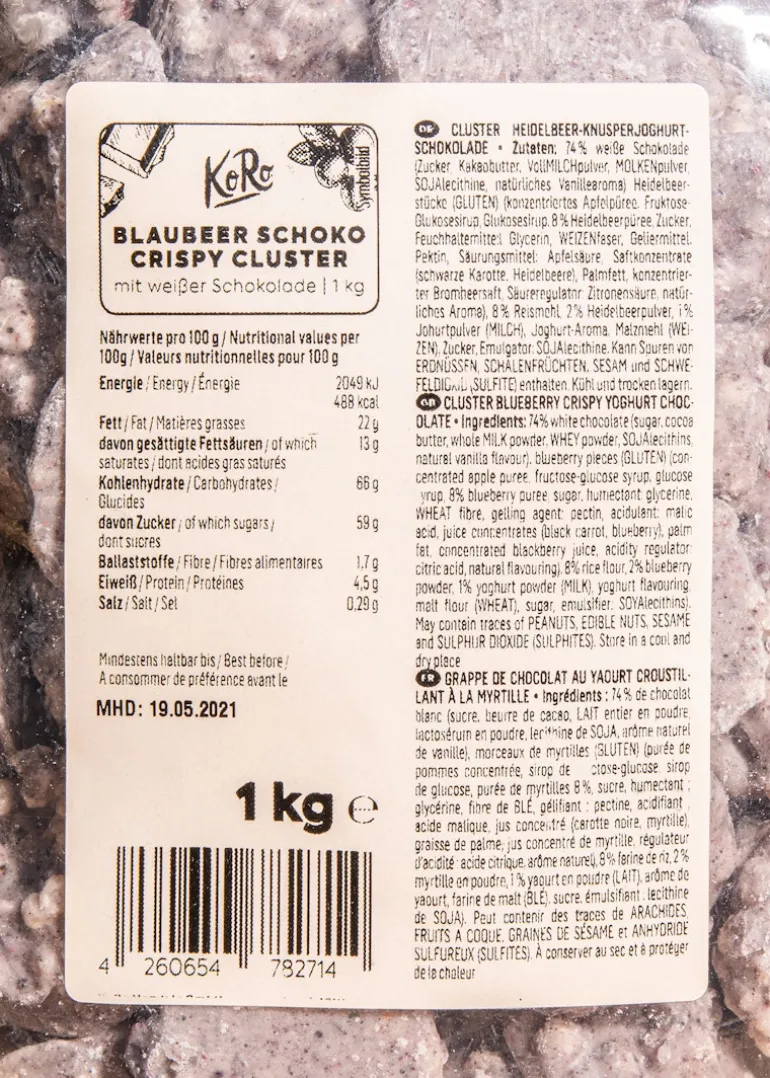 Blaubeer Schoko Crispy Cluster 1 kg