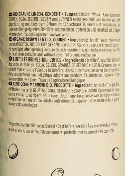 Braune Bio Linsen in der Dose 240 g