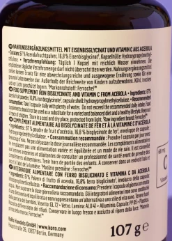 Eisenbisglycinat + Vitamin C aus Acerola Kapseln 180 Stück