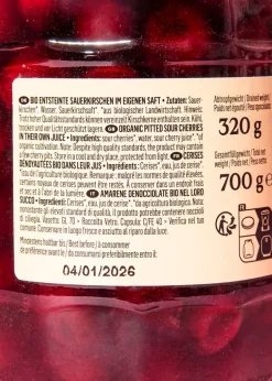 Entsteinte Bio Sauerkirschen im Glas 700 g