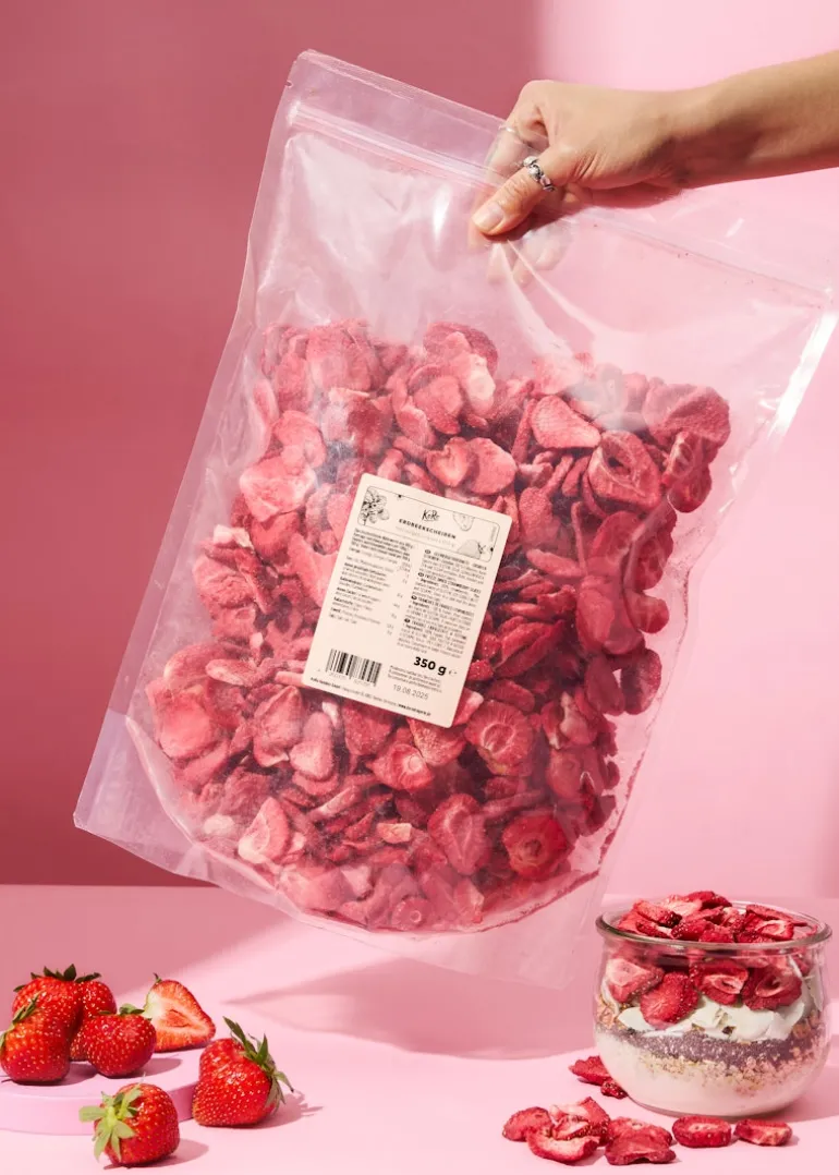 Gefriergetrocknete Erdbeerscheiben 350 g