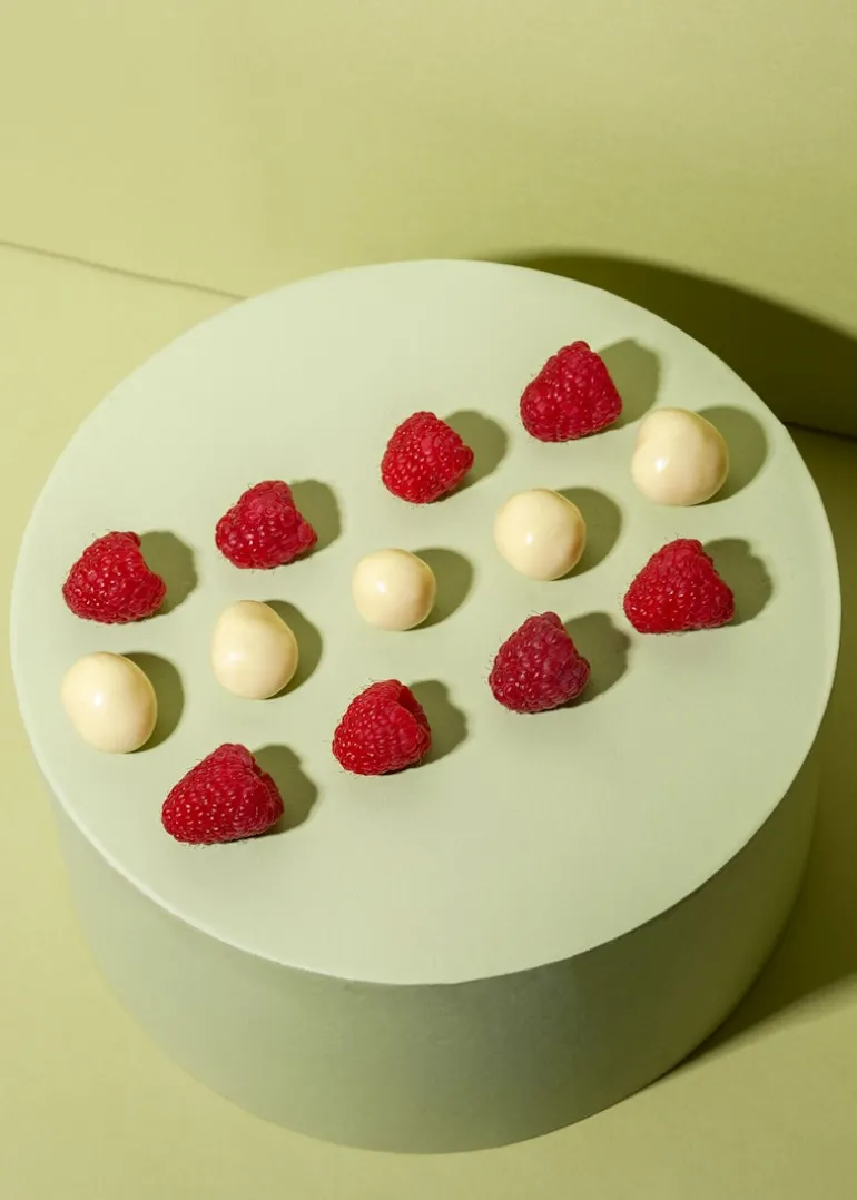 Gefriergetrocknete Himbeeren in weißer Schokolade 1 kg