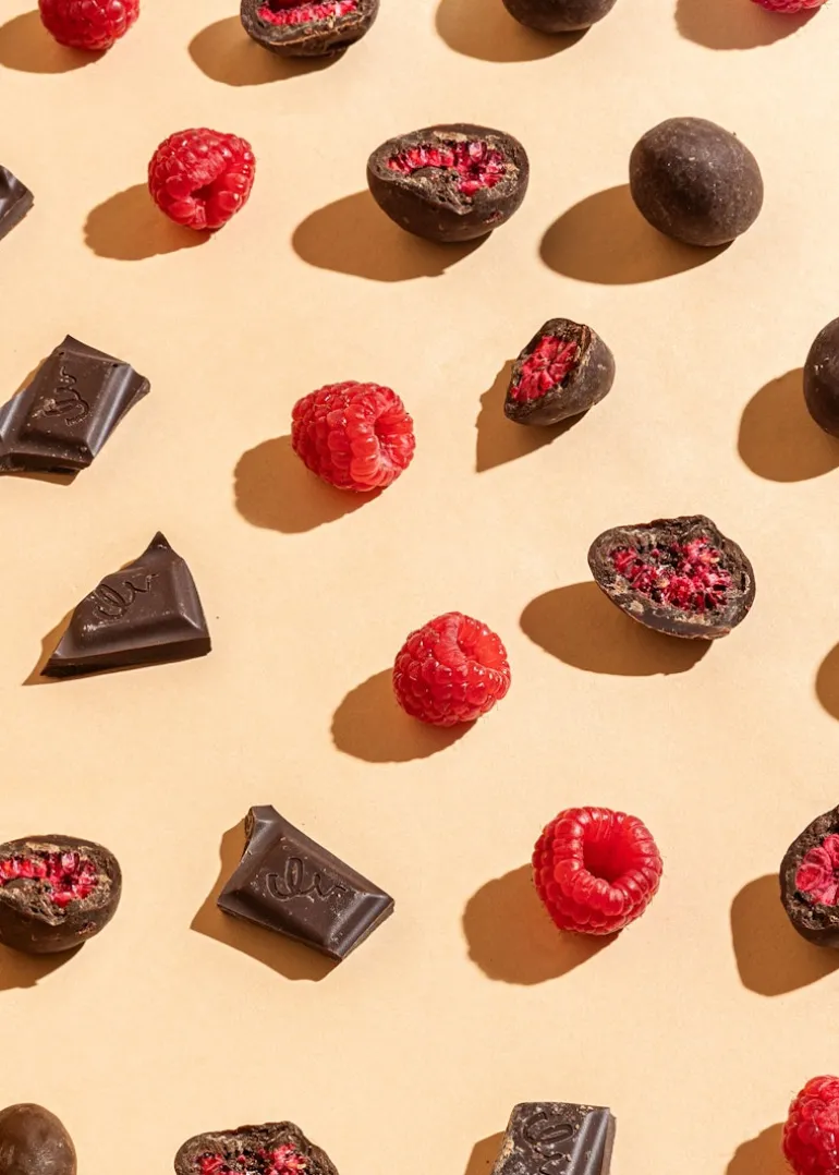 Gefriergetrocknete Himbeeren in dunkler Schokolade 1 kg