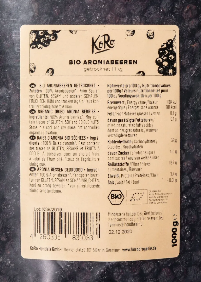 Getrocknete Bio Aroniabeeren 1 kg