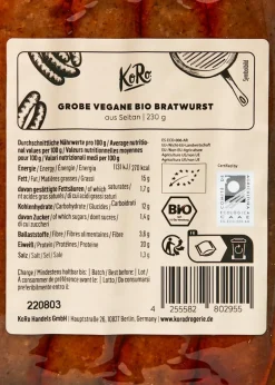 Grobe vegane Bio Bratwurst 230 g