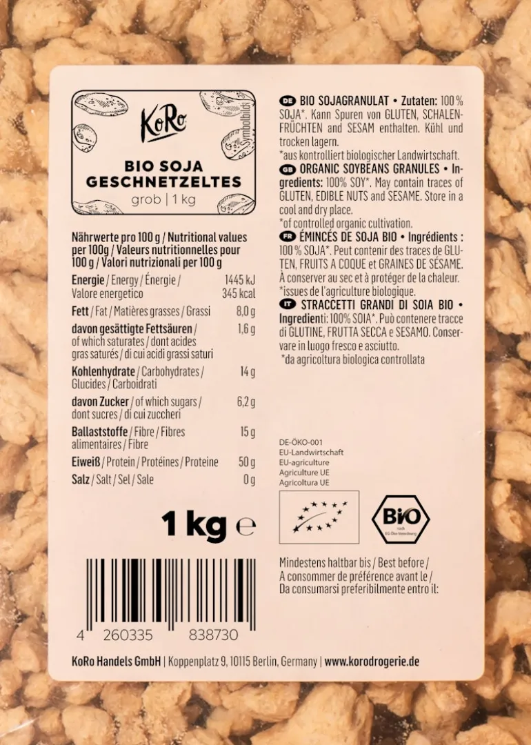 Grobes Bio Soja Geschnetzeltes 1 kg