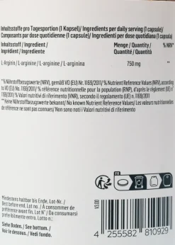 L-Arginin Base aus Fermentation Kapseln 365 Stück