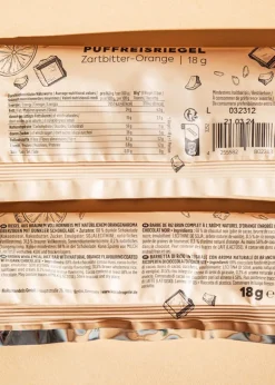 Puffreisriegel in Zartbitterschokolade mit Orange 18 g