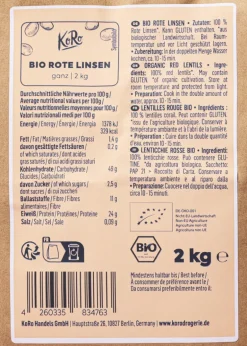 Rote Bio Linsen 2 kg