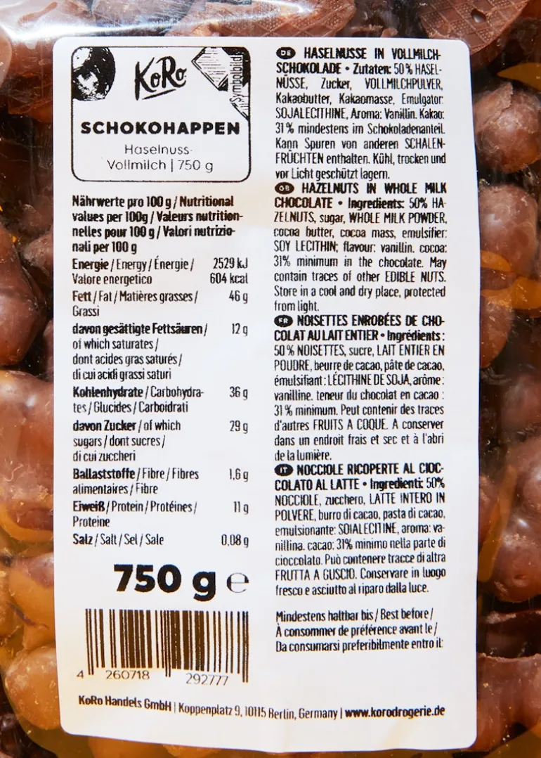 Schokohappen Haselnuss-Vollmilch 750 g