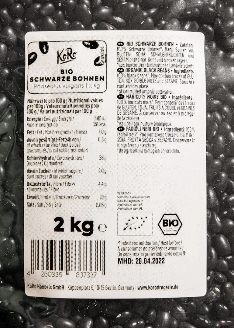 Schwarze Bio Bohnen 2 kg