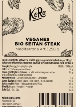 Veganes Bio Seitan Steak Mediterrane Art 250 g