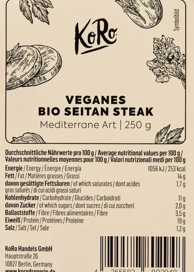 Veganes Bio Seitan Steak Mediterrane Art 250 g