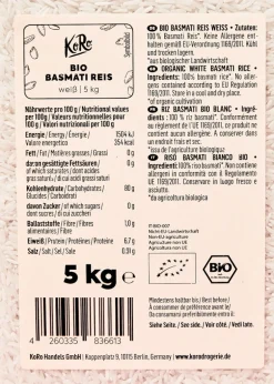 Weißer Bio Basmati Reis 5 kg