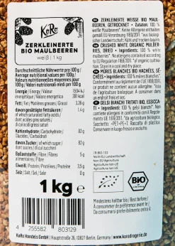 Zerkleinerte weiße Bio Maulbeeren 1 kg