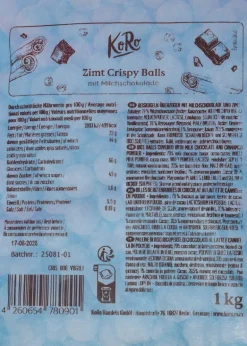 Zimt Crispy Balls mit Milchschokolade 1 kg